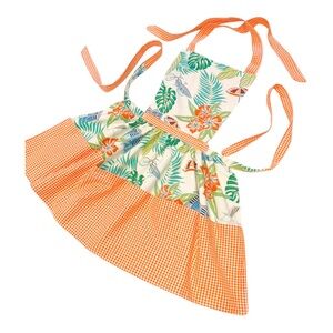 Young Girls’ Hibiscus & Surfboard Gingham Floral Apron